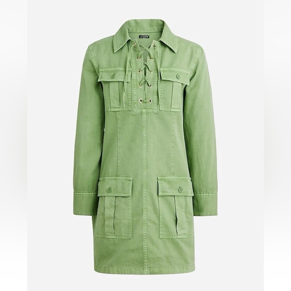 J.Crew Harbour Long Sleeves dress in drapey cotton NWT Size Large L $168
